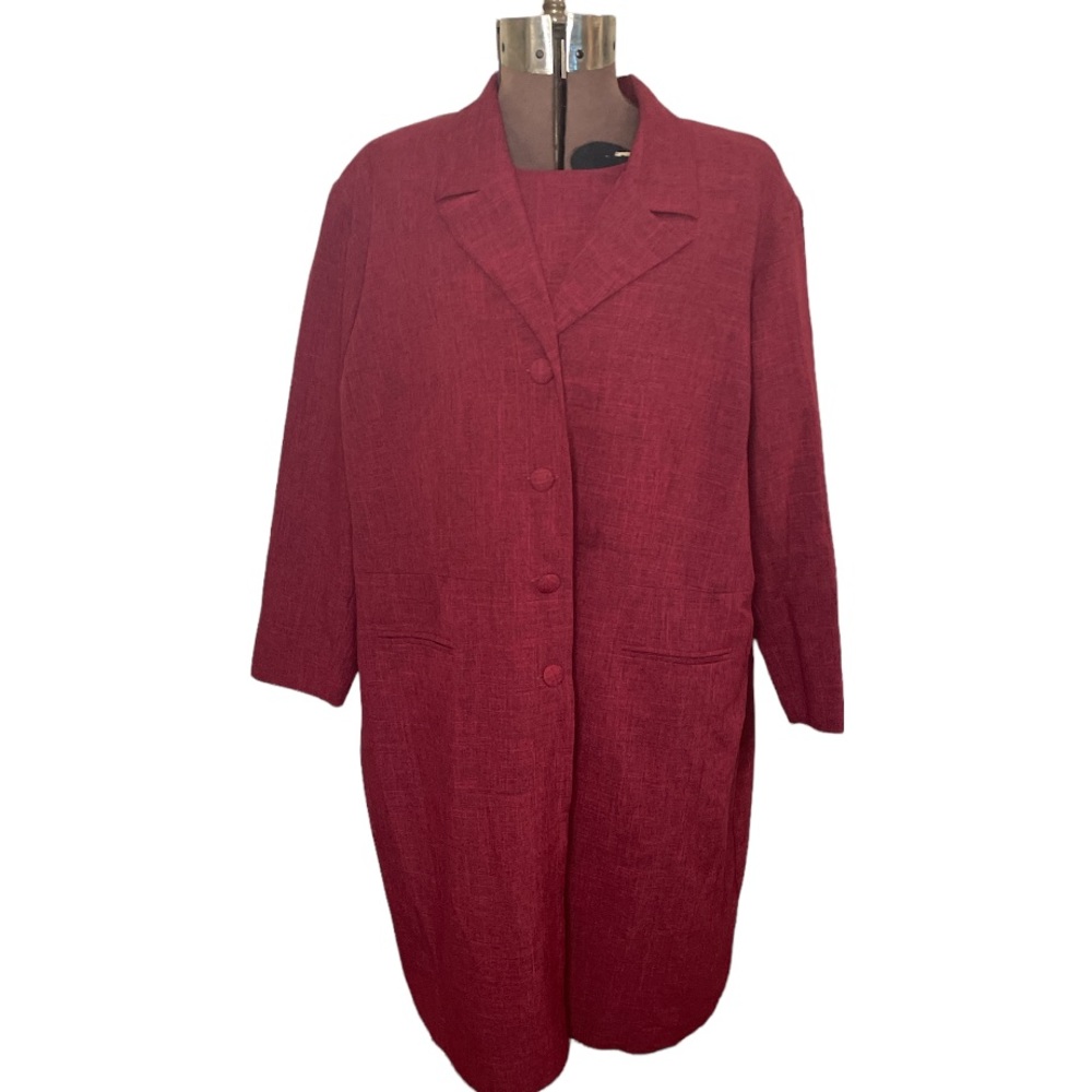 Sue Brett collection, burgundy 2 piece dress & matching overcoat, 5X